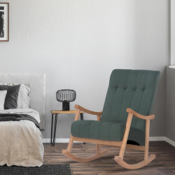 Sillón mecedora de terciopelo Saltillo natural/verde